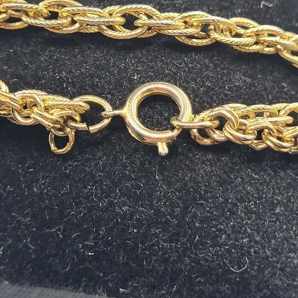Vintage Gold Plated Vintage Statement Pendant Necklace Double Strand 2in pendant
